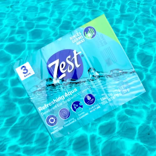 Zest Refreshing Aqua Bars Deodorant Bar Soap with Vitamin E, 3 Bars 4 OZ (113g) Each - 3 Pack