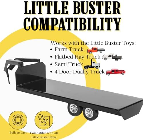 Little Buster Toys Gooseneck Flatbed Trailer – All-Metal 1:16 Scale Black Ranch Hauling Accessory for Farm Displays