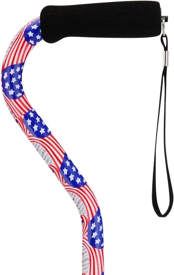 NOVA Designer Walking Cane with Offset Handle, Lightweight Adjustable Walking Stick with Carrying Strap, “Maui Flowers” Design