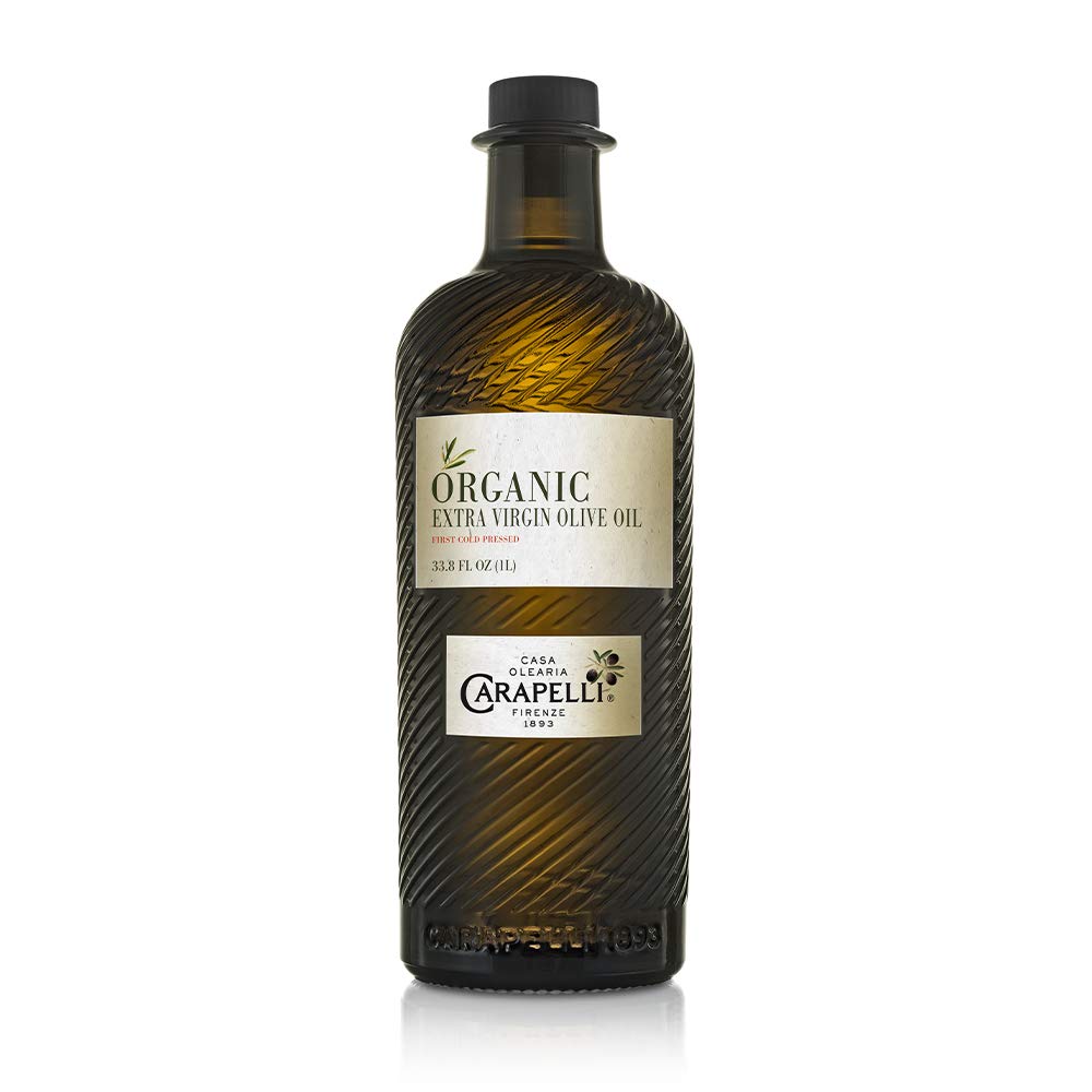 Carapelli - Organic Extra Virgin Olive Oil: Cold-Pressed Organic EVOO – 33.8 Fluid Ounces (1 Liter)