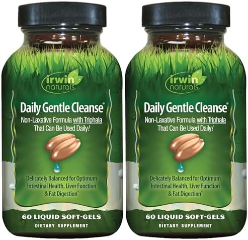 Irwin Naturals Daily Gentle Cleanse Triphala 60 Liquid Softgels | Non-Laxative Colon Cleanse with Triphala | Milk Thistle & Flaxseed Oil | 60 Softgels
