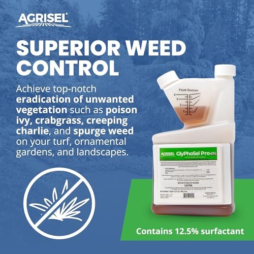 Agrisel GlyPhoSel Pro Weed Killer, Easy Mixing, Pet Safe, 128 Ounces | Tackles Hard-to-Kill Weeds, Low-Odor