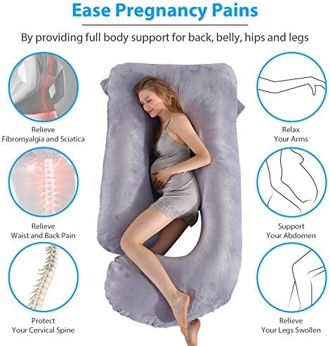 Victostar Pregnancy Pillow,57 inches U Shaped Maternity Pillow with Removable Cover Full Body Pillow Support for Back, HIPS, Legs, Belly (Dark Gray)