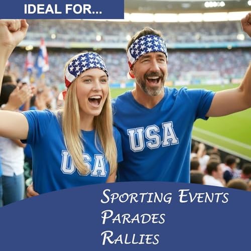 Costume Adventure American Flag Bandana Headband for Men and Women | Men's Patriotic USA Flag Bandana USA Apparel Clothing Bandanna America Apparel