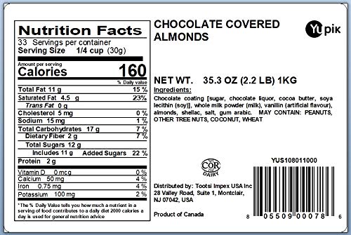 Yupik Milk Chocolate Covered Almonds, 2.2 lb (35.2 oz), Kosher, Whole Nuts, Almonds Dipped in Fine Milk Chocolate, Crunchy & Smooth, Chocolate Candy, Classic Sweet Snacks