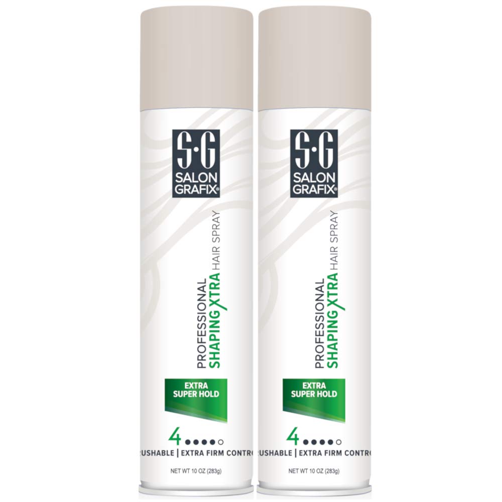 Salon Grafix Shaping Hair Spray - Brushable and Freshly Scented Hairspray for Women and Men - Professional Quality Result - Extra Super Hold - 2 pc