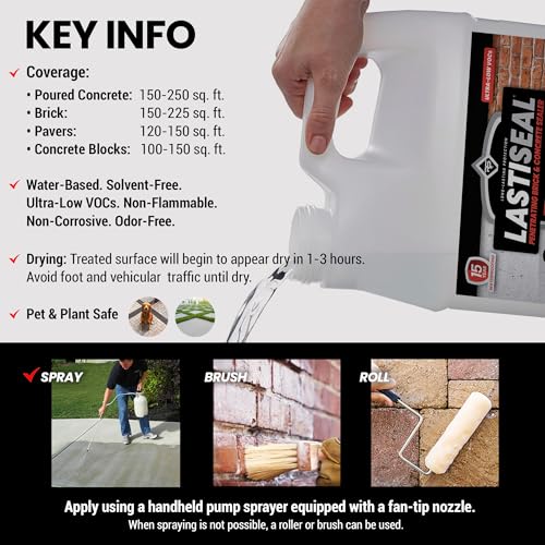 LastiSeal Brick & Concrete Sealer Satin (5-gal) - Water-Based Penetrating Sealer for Brick, Concrete, Stone