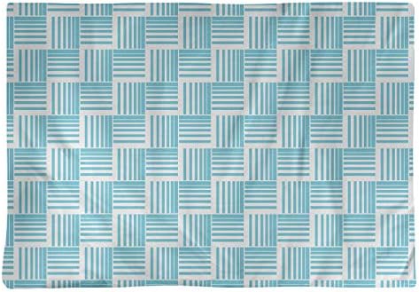 Dana Strider Classic Basketweave Stripes Table Placemat, 18 x 14, Teal