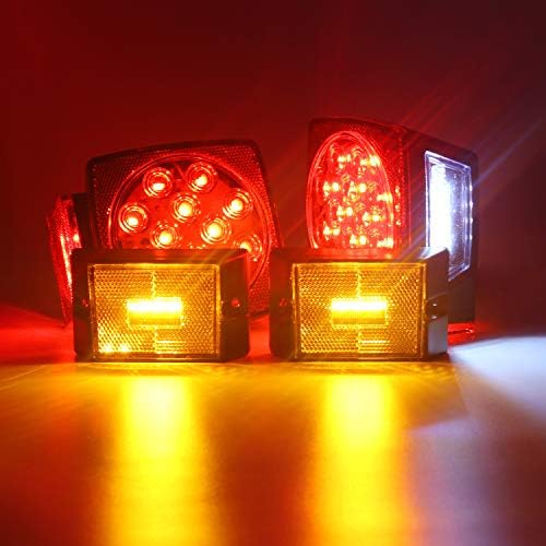 Submersible LED Trailer Light Kit, Super Bright Brake Stop Turn Tail License Lights for Camper Truck RV Boat Snowmobile Under 80" Inch