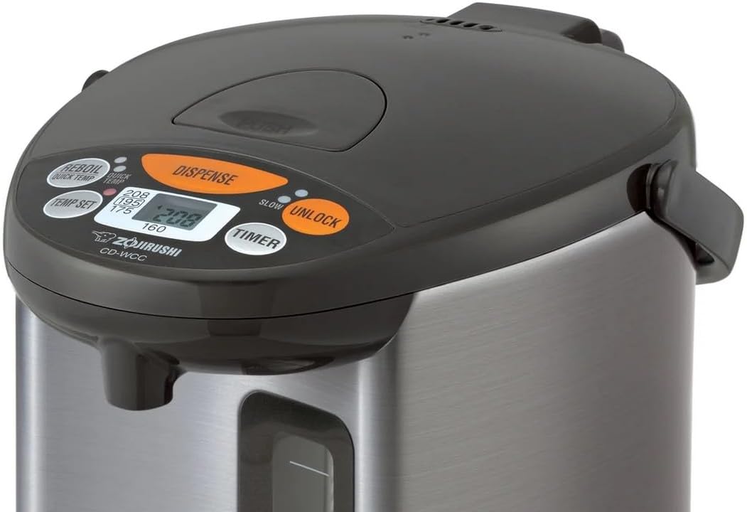 Zojirushi Micom Water Boiler and Warmer (135 oz. / 4L, Silver) | Four heat settings, Quick Temp mode, energy-saving operation