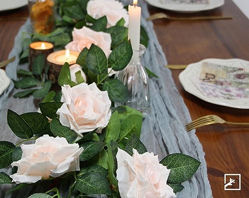 ZIFTY 5Pcs 34FT Flower Garland White Artificial Rose Vine Wedding Decor