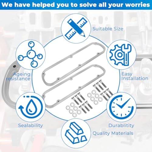 Valve Cover Spacers Kit for Ford Small Block 289 302 351W SBF V8 Engine | 1/2" Thick Aluminum Valve Cover Spacers with Bolts & Washers, Direct Fit