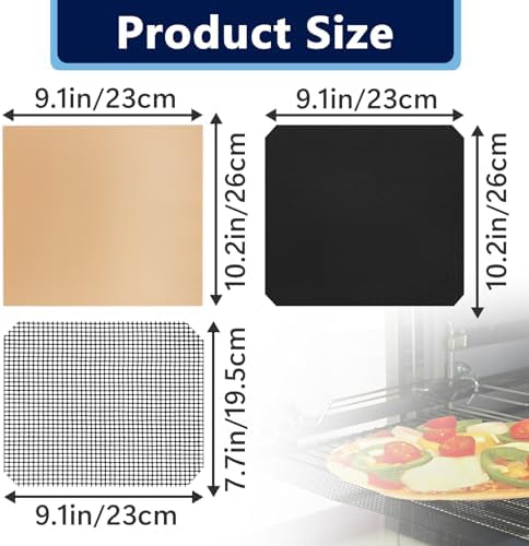 6Pcs 9×10 inch Fryer Oven Liners and 6Pcs Mesh Grill Mats for Instant Vortex Pro Plus 10QT, Non-Stick Oven Liner and Mesh Grill Mats for Toaster, Oven, Microwave