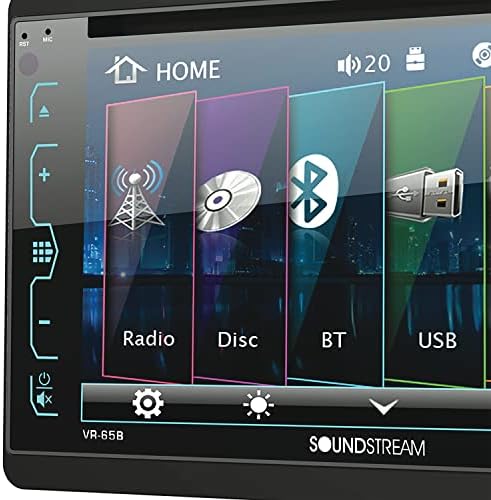 Soundstream VR-65B Double-DIN Bluetooth DVD/CD/AM/FM in-Dash Car Stereo with 6.2" Smart Sense Screen