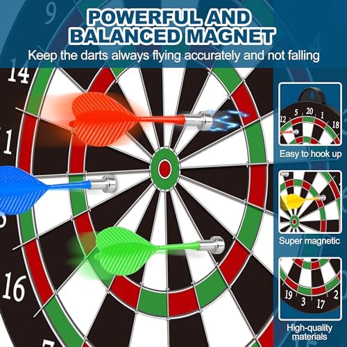 Dart Board - 12pcs Magnetic Darts - Excellent Indoor Game and Party Games