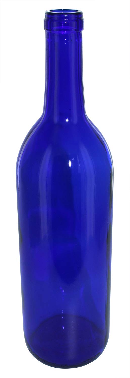 North Mountain Supply - W5A-RWB 750ml Red White & Blue Assortment Glass Bordeaux Wine Bottle Flat-Bottomed Cork Finish - Case of 12