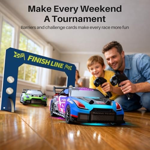 Geyiie 2 Pack RC Drift Cars for Kids, Complete 2-Player Racing Set | 1:24 Scale, LED Lights, 4 Batteries, Drift and Grip tires