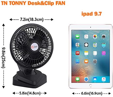 TN TONNY Convertible 6-Inch Desk & Clip on Fan, Two Quiet Speeds, Household Table Clip on Fans AC Personal Desktop Fans with 6 Feet Cord