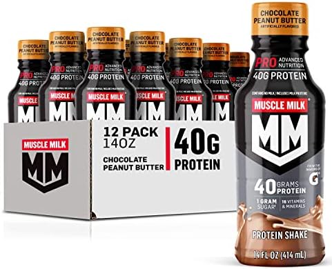 Muscle Milk Pro Advanced Nutrition Protein Shake, Intense Vanilla, 14 Fl Oz Bottle, 12 Pack, 40g Protein, 1g Sugar, 16 Vitamins & Minerals, 6g Fiber, Workout Recovery, Packaging May Vary