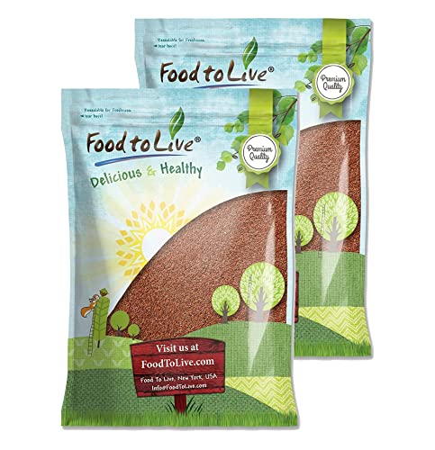 Food to Live - Brown Flax Seeds, 5 Pounds Raw Whole Flaxseed, Kosher, Vegan, Bulk. High Dietary Fiber Food. Rich in Omega-3 Fats. Great for Salads, Baked Goods, Smoothies, Oatmeal, and Yogurt.