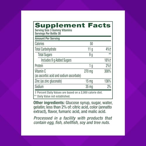 Vitafusion Zinc and Vitamin C Gummies | 90 Gummy Vitamins