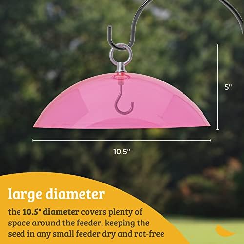 Birds Choice Red Bird Feeder Dome | 10.5" Rain Guard Cover for Hanging Bird Feeders | Outdoor Weather Guard to Help Keep Seed Dry | Domed Acrylic Outdoor Weather Guard for Hanging Feeders to Keep Seed Dry, Heavy-Duty Chrome-Plated Hanger and Hook