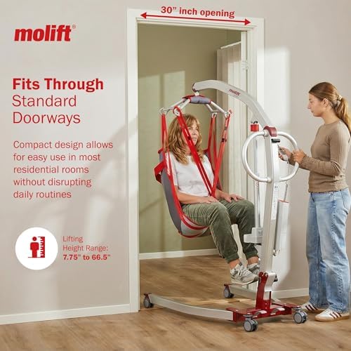 Molift Smart 150 Premium Electric Patient Lift Transfer Chair - No-Assembly Foldable Design for Home & Travel - Intelligent Professional-Grade Lift