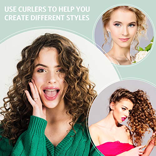 Syhood 29 Pcs Small Hair Rollers 0.63 Inch Plastic Curlers with Comb, Blue