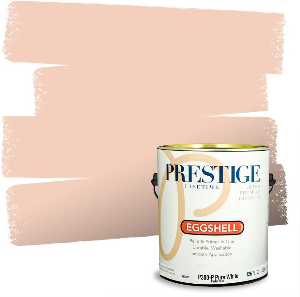 PRESTIGE Paints Exterior Paint and Primer In One, 1-Gallon, Semi-Gloss, Comparable Match of Sherwin Williams* Captivating Cream*