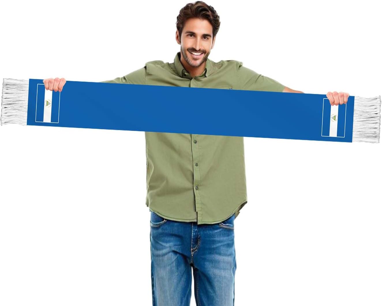 Nicaragua Flag Scarf,60inch Nicaraguan Banner Sports Fan Scarves,18×150cm Novel Souvenir For Team Game Party Parade