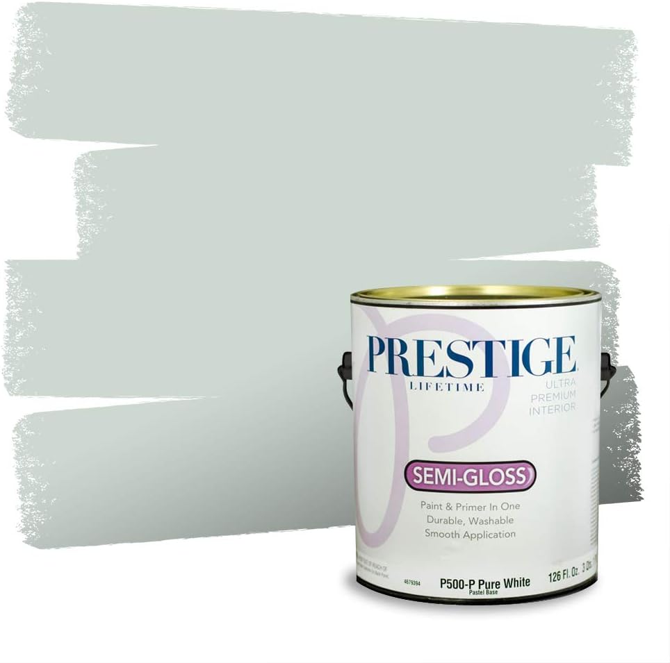 PRESTIGE Paints Exterior Paint and Primer In One, 1-Gallon, Semi-Gloss, Comparable Match of Behr* Intercoastal Gray*