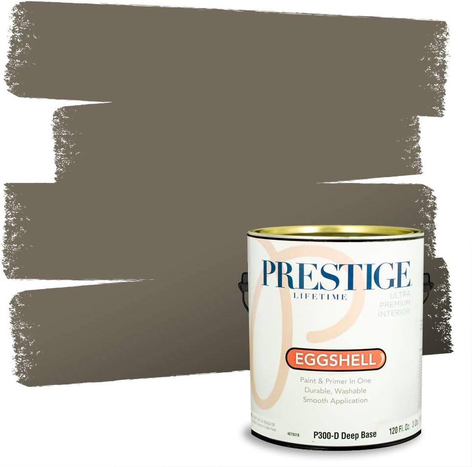 PRESTIGE Paints Exterior Paint and Primer In One, 1-Gallon, Satin, Comparable Match of Sherwin Williams* Ripe Olive*