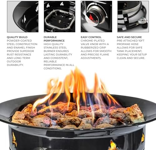 Outland Living Portable Propane Fire Pit, 19-inch, 58, 000 BTU Smokeless Gas Firebowl | Perfect for Camping, Patio, Backyard, Tailgating, Deck