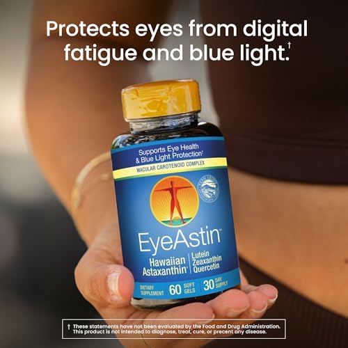 Nutrex Hawaii EyeAstin, Hawaiian Astaxanthin, Lutein & Zeaxanthin, 60 Count | Blue Light and Digital Fatigue Eye Support, Doctor Formulated