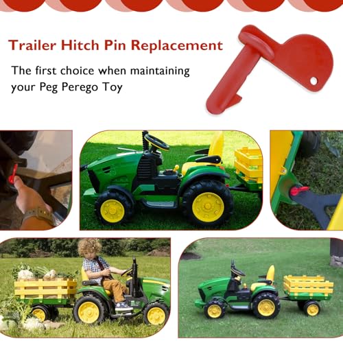Trailer Hitch Pin Fits Peg Perego John Deere Farm Power Pull Turf Tractor | Red Coupling Hitch Pin Replacement for Peg Perego John Deere Tractor