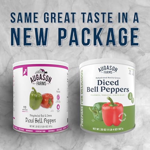 Augason Farms Dehydrated Diced Bell Peppers Can | Emergency Food Supply, 113 Servings, 25 Year Shelf Life, Red and Green Peppers, Dehydrated Meals