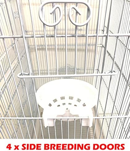 38-Inch Double Roof Top Large Flight Bird Cage with Toys Climbing Ladder Side Nesting Box Doors for Cockatiels Sun Parakeets Conures Aviary Budgie Finch Lovebird Canary Pet Bird Travel Cage