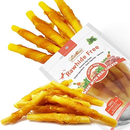 LuvChew Chicken Wrapped Dog Bone Treat Sticks with Glucosamine & Turmeric, Easy to Digest, Non-Rawhide Soft Chicken Cheese Dog Chew Treats 15pcs/Pack