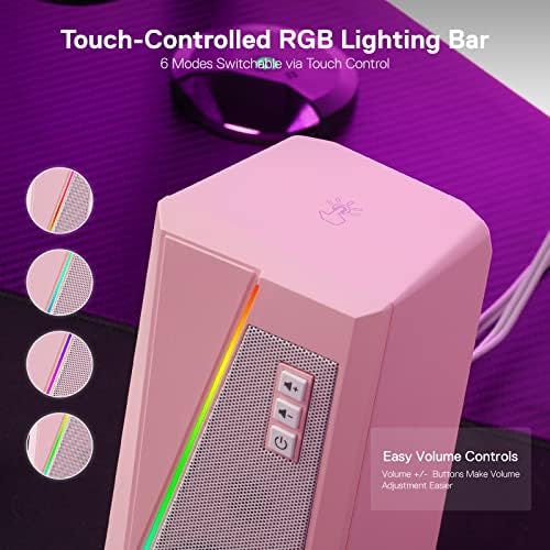 Redragon GS520 Wired 2.0 Channel Stereo Sound Desktop RGB Computer Speakers