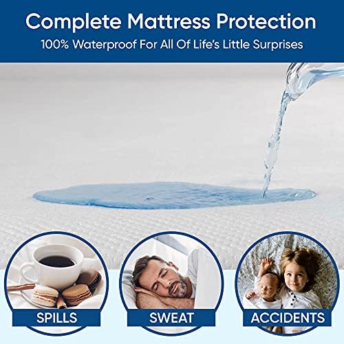 Full Size Luxury Tencel Mattress Protector, 100% Waterproof, Ultra Soft, Naturally Cooling & Breathable, Deep Pocket Cover Up to 18"