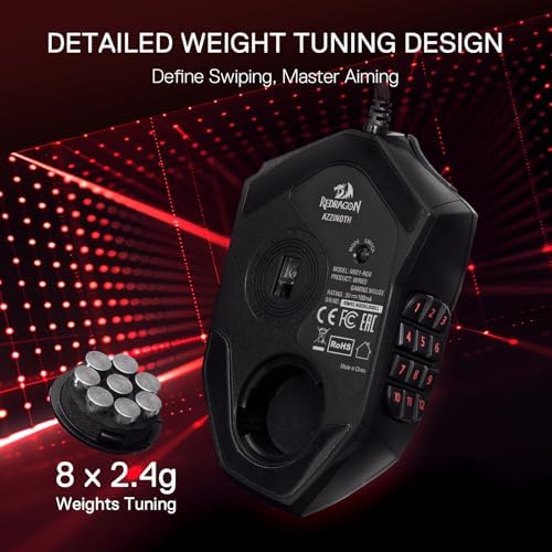 Redragon M921 Wired RGB MMO Gaming Mouse 12400 DPI Remapping Keys | Stable Lag-Free Connection, Smooth Precise Tracking, Custom Macro Keybinds