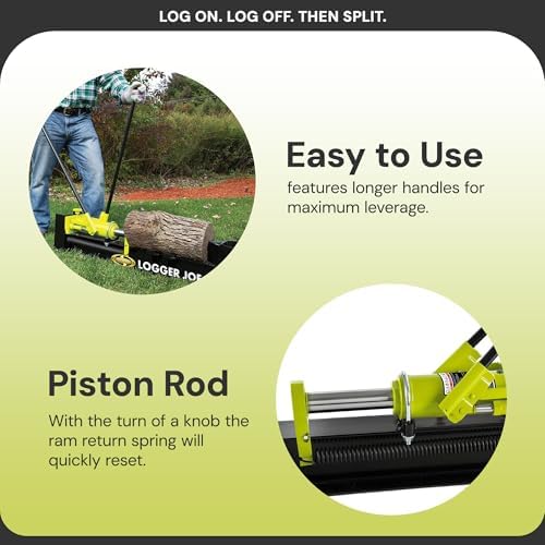 Sun Joe Cordless Manual Hydraulic Steel Beam Log Splitter, Portable and Compact, 10 Ton Capacity - Wood Splitting Machine and Equipment for Fireplace