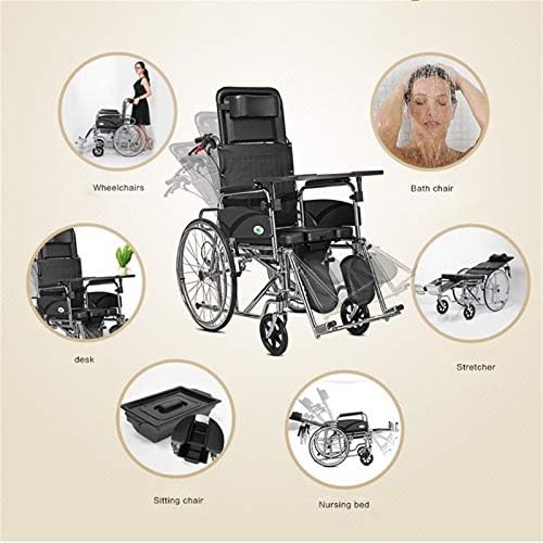 High Back Reclining Commode Wheelchair, Folding Bathroom Shower Chair, Can Lie Down Alonemultifunctional Scooter (Color : Upgrade)