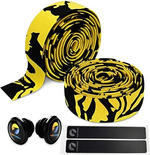 TOPCABIN Comfort Gel Road Bike EVA Handlebar Tape Bike Bar Tape Camouflage Series Tape with Reflective Bar Plugs