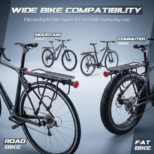 Flexzion Bike Rear Rack Mount - Bicycle Back Seat Pannier Luggage Backpack Cargo Basket Carrier Rack Adjustable Aluminum Alloy for Road MTB Mountain