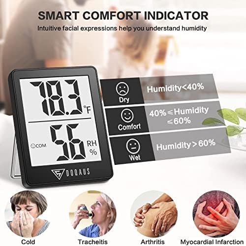 DOQAUS 3 Pack Digital Hygrometer Indoor Thermometer Humidity Monitor Black