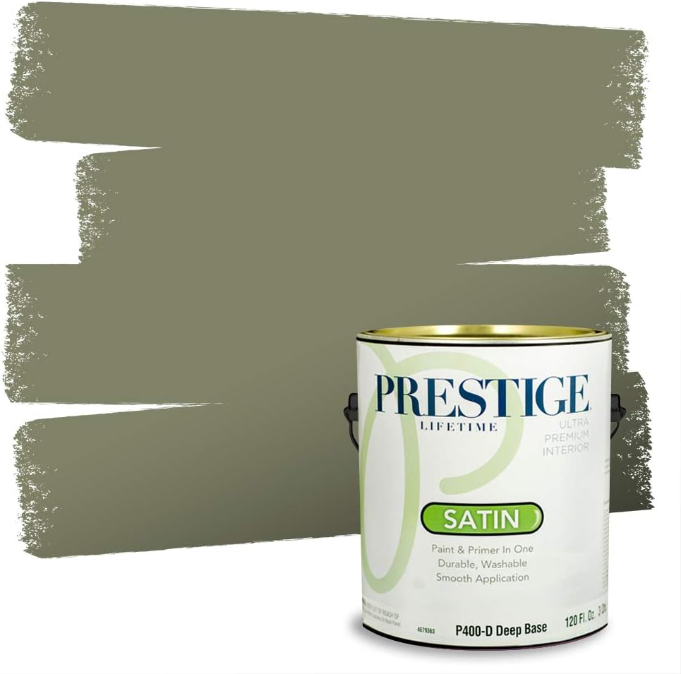 PRESTIGE Paints Exterior Paint and Primer In One, 1-Gallon, Flat, Comparable Match of Sherwin Williams* Coastal Plain*