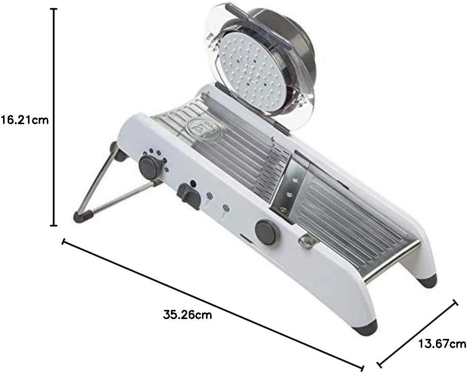 PL8 Professional Mandoline - Versatile Slicer with Adjustable Straight, Waffle, and Julienne Blades, Extra-Wide Stainless Steel Deck