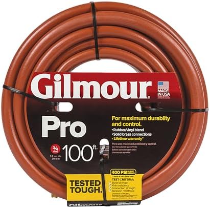Gilmour Pro Commercial 3/4" x 100' Heavy Duty Water Hose, Durable and Kink Resistant 100 ft Garden Hose | 400 PSI burst strength