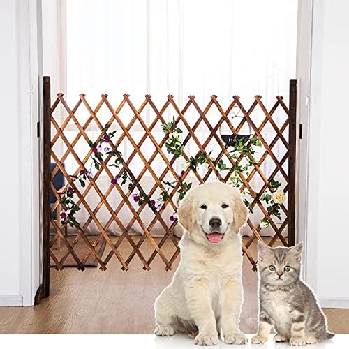MYOYAY 2PCS Expandable Garden Fence Instant Wooden Pet Gate